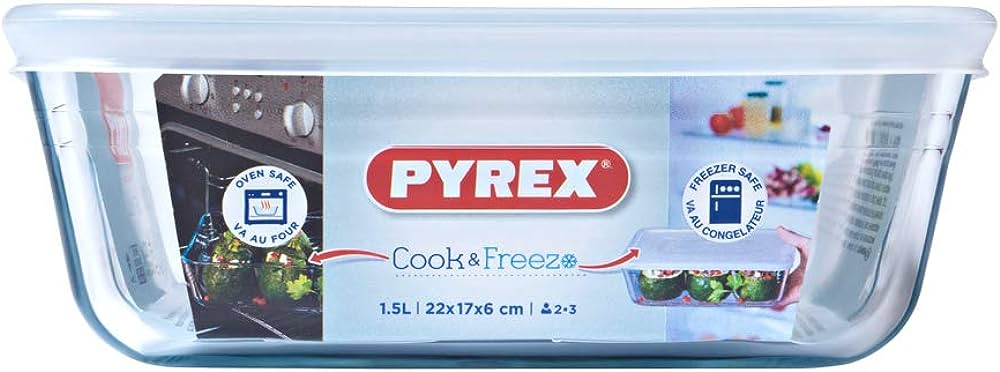 1.5L Pyrex Cook&Freeze Rect+ Lid 242p000/6146