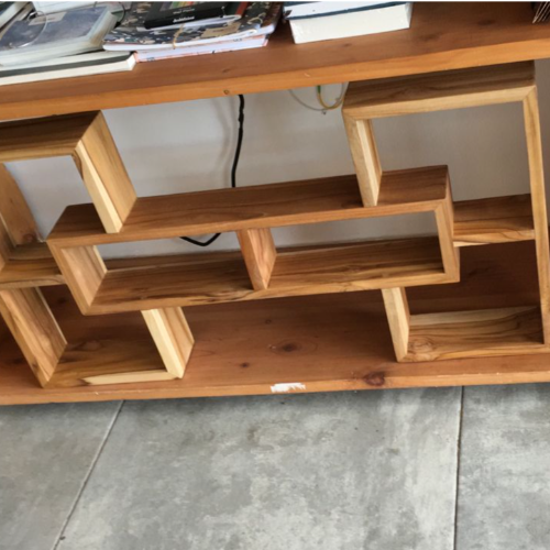 Teak wood wall shelf 87x45x10cm