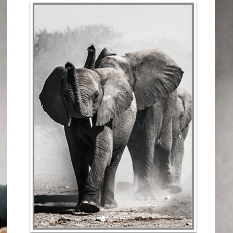 Elephant herd 50x70cm framed canvas D0010